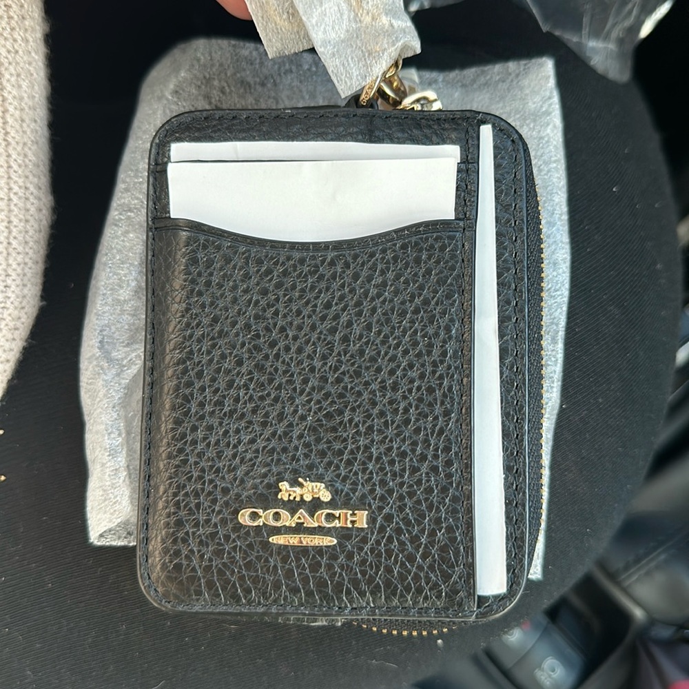 Coach zip card case in black